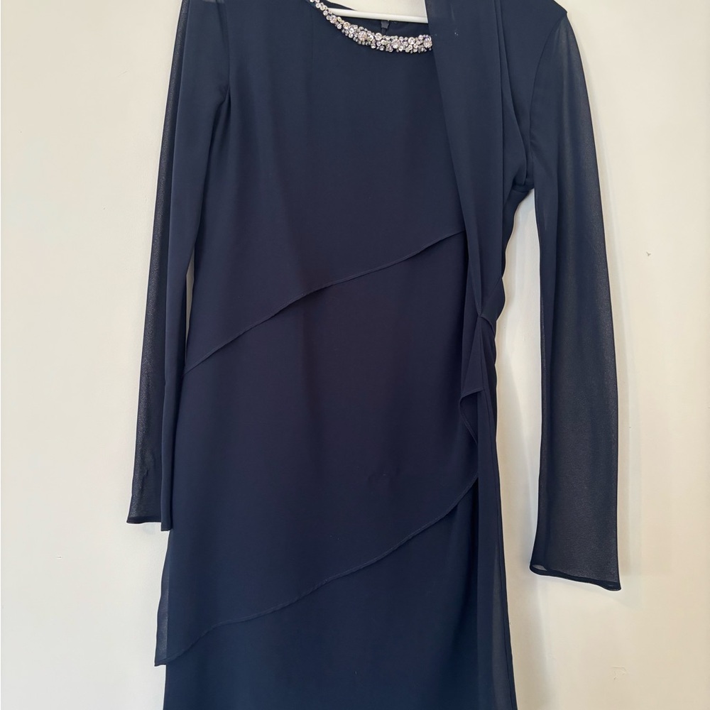 Evan Picone Midnight Blue Long Sleeve Dress
